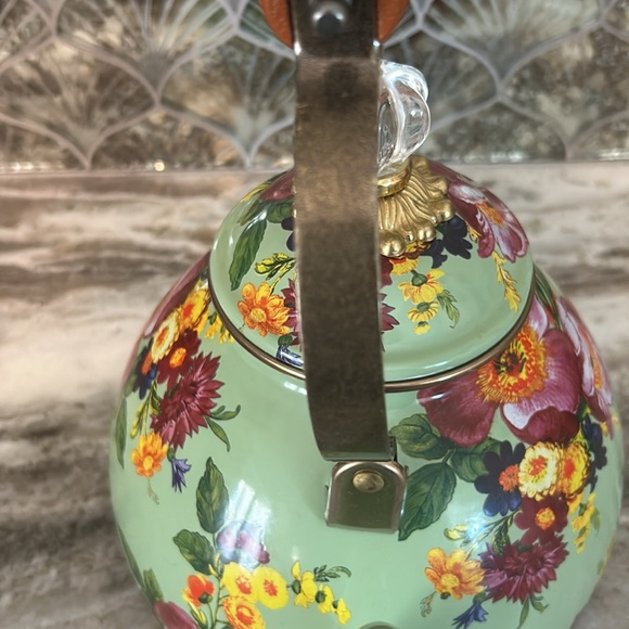 MacKenzie Childs 2 Quart Green Floral Market Teapot - Picture 6 of 9